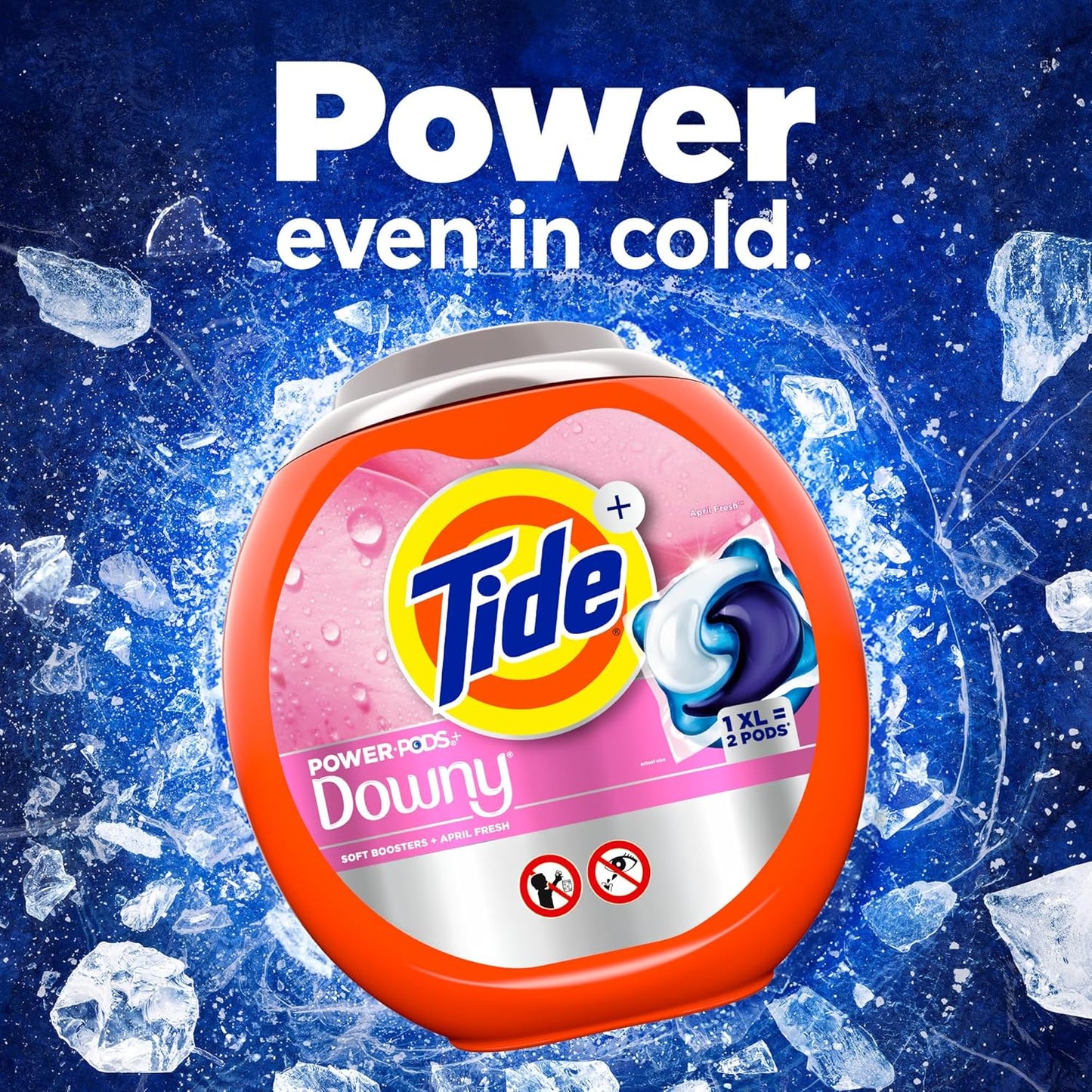 Tide Power PODs with Downy April Fresh 45 Ct, Pre-Measured 2-in-1 Detergent for Minimalist Home Storage
