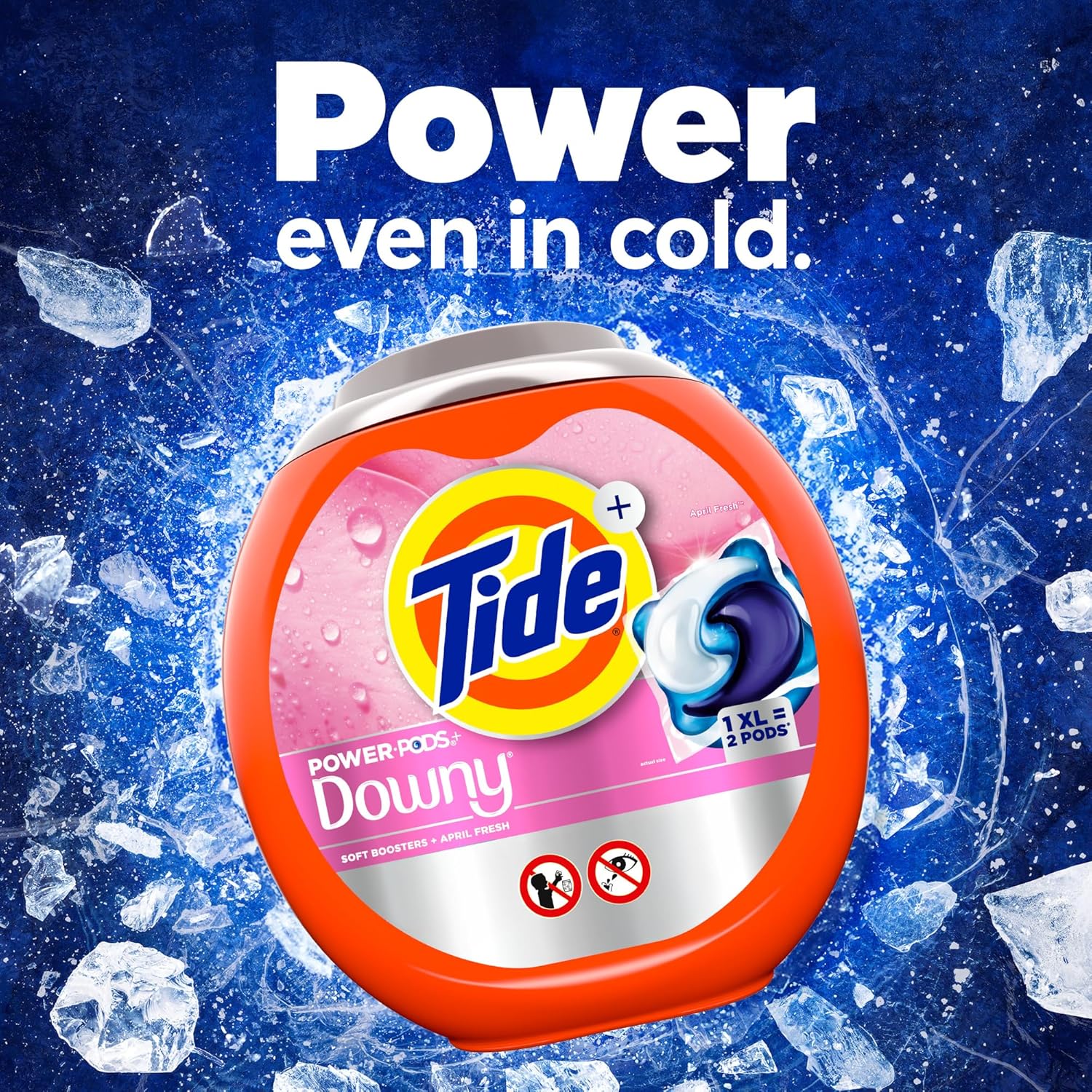 Tide Power PODs with Downy April Fresh 45 Ct, Pre-Measured 2-in-1 Detergent for Minimalist Home Storage