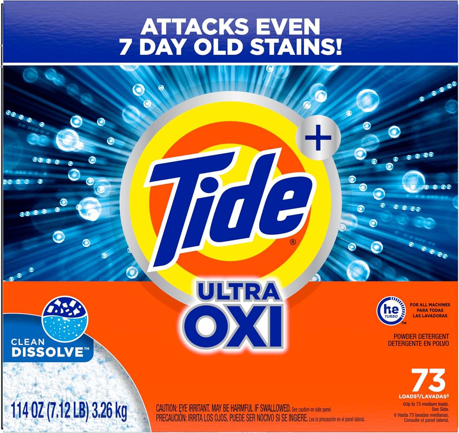 Tide Ultra OXI Powder Laundry Detergent for Working-from-Home Households, Quick-Dissolve Deep Clean for Daily Loads
