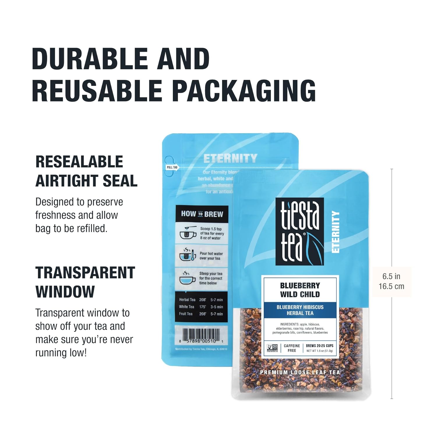 Tiesta Tea Blueberry Wild Child Fruit Infusion – Mindful Self-Care Herbal Tea for Bath Time and Nightly Calm, 1.8 oz Loose Leaf Pouch