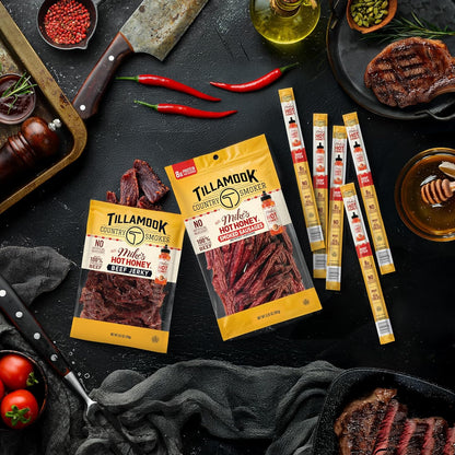 Tillamook Country Smoker Beef Smoked Sausages with Mike's Hot Honey – Low-Carb High-Protein Snack for Keto and Gym Days