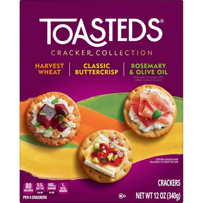 Toasteds Crackers Variety Box – Housewarming Gift for the Snack Lover, Three Flavors in One, 12oz