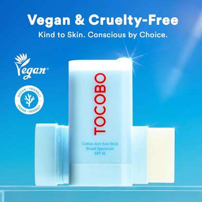 TOCOBO Cotton Airy Sun Stick SPF 50 – Slim Neutral Stick That Replaces Two Products in Your Skincare Lineup