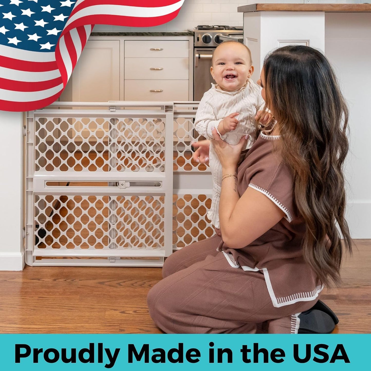 Toddleroo by North States Supergate Ergo Baby Gate – Pressure-Mounted Stair Gate with Secure Door Sockets for Extra Hold