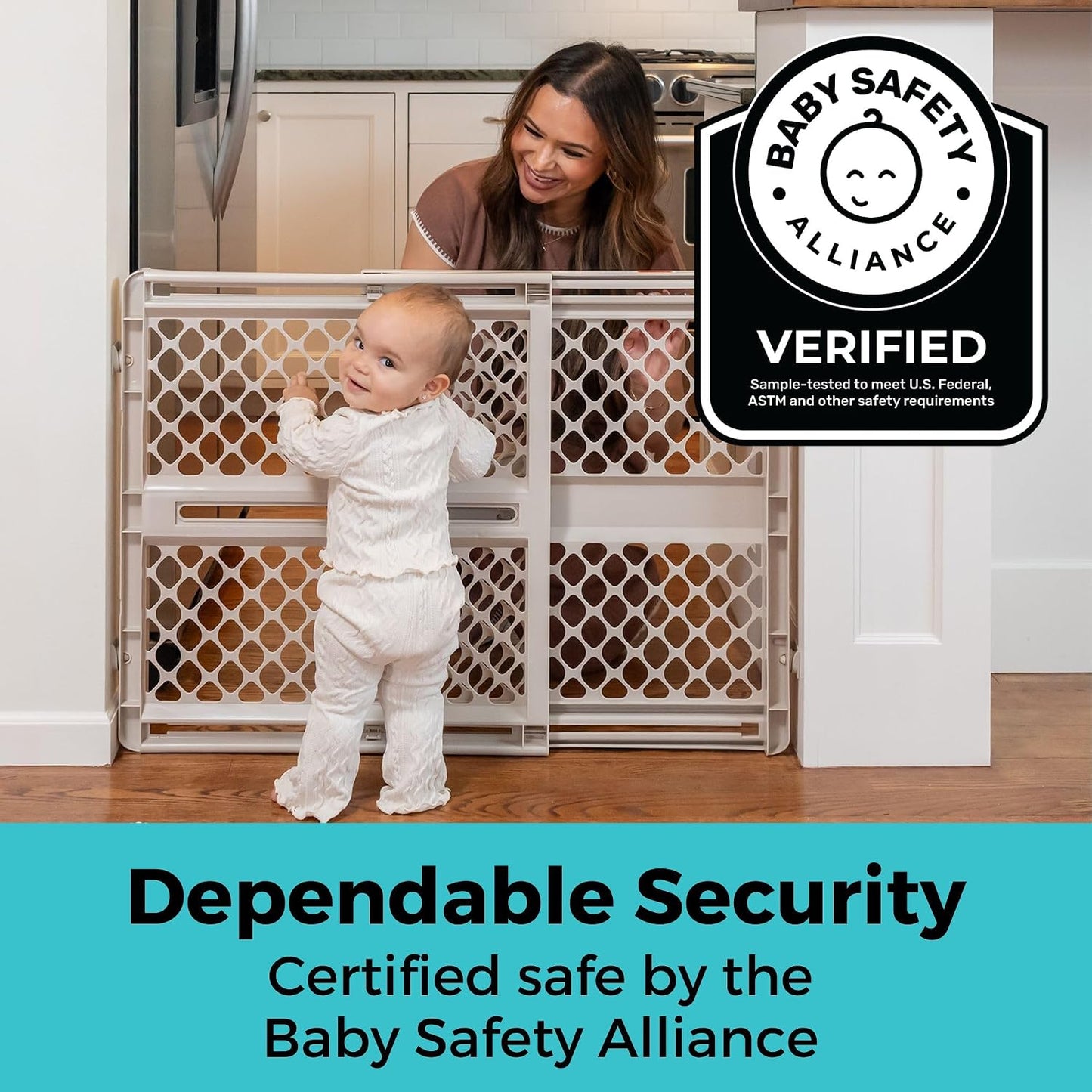 Toddleroo by North States Supergate Ergo Baby Gate – Pressure-Mounted Stair Gate with Secure Door Sockets for Extra Hold