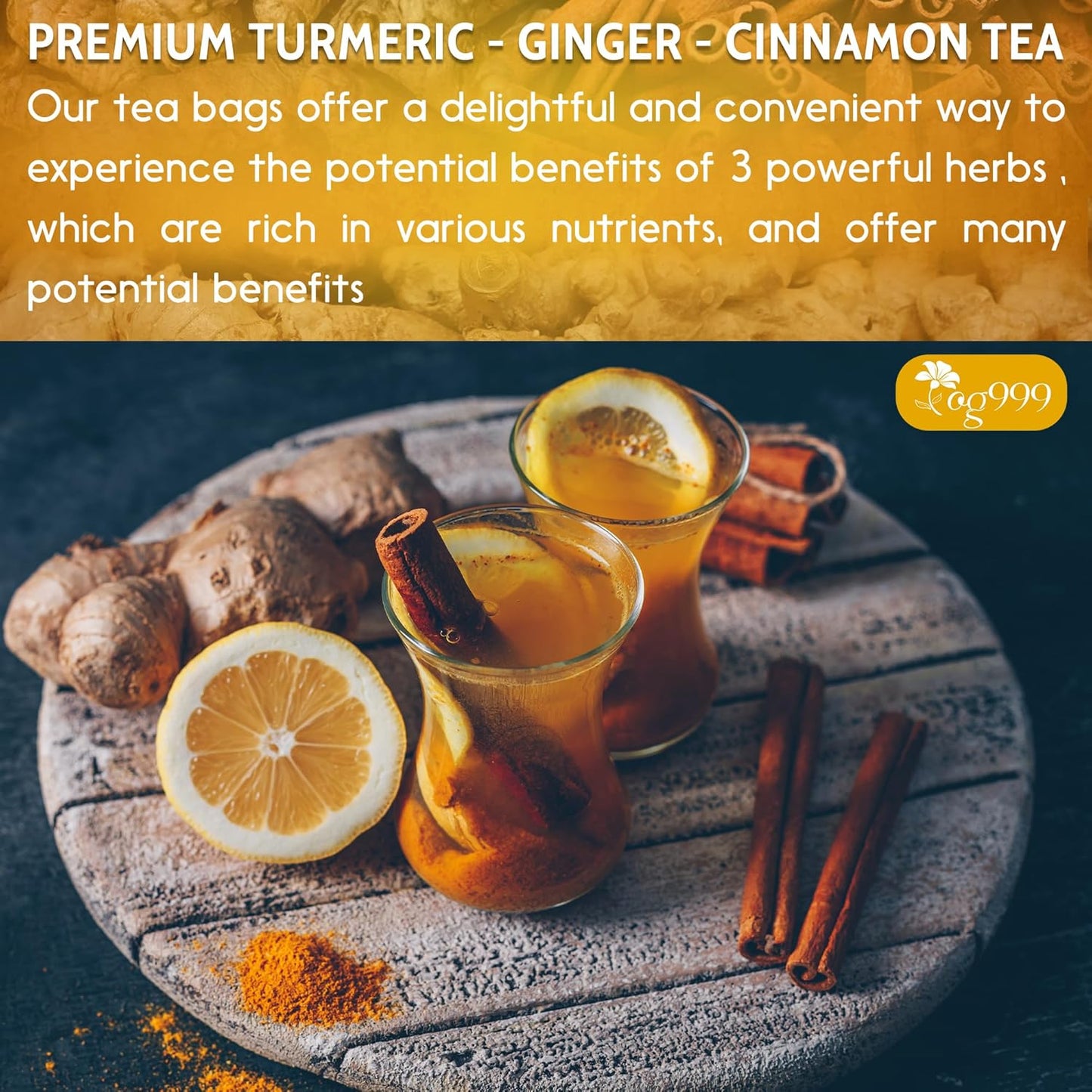 TOG999 Turmeric Ginger Cinnamon Tea Bags – Simple Daily Brew for Clean, Uncluttered Kitchens and Intentional Living