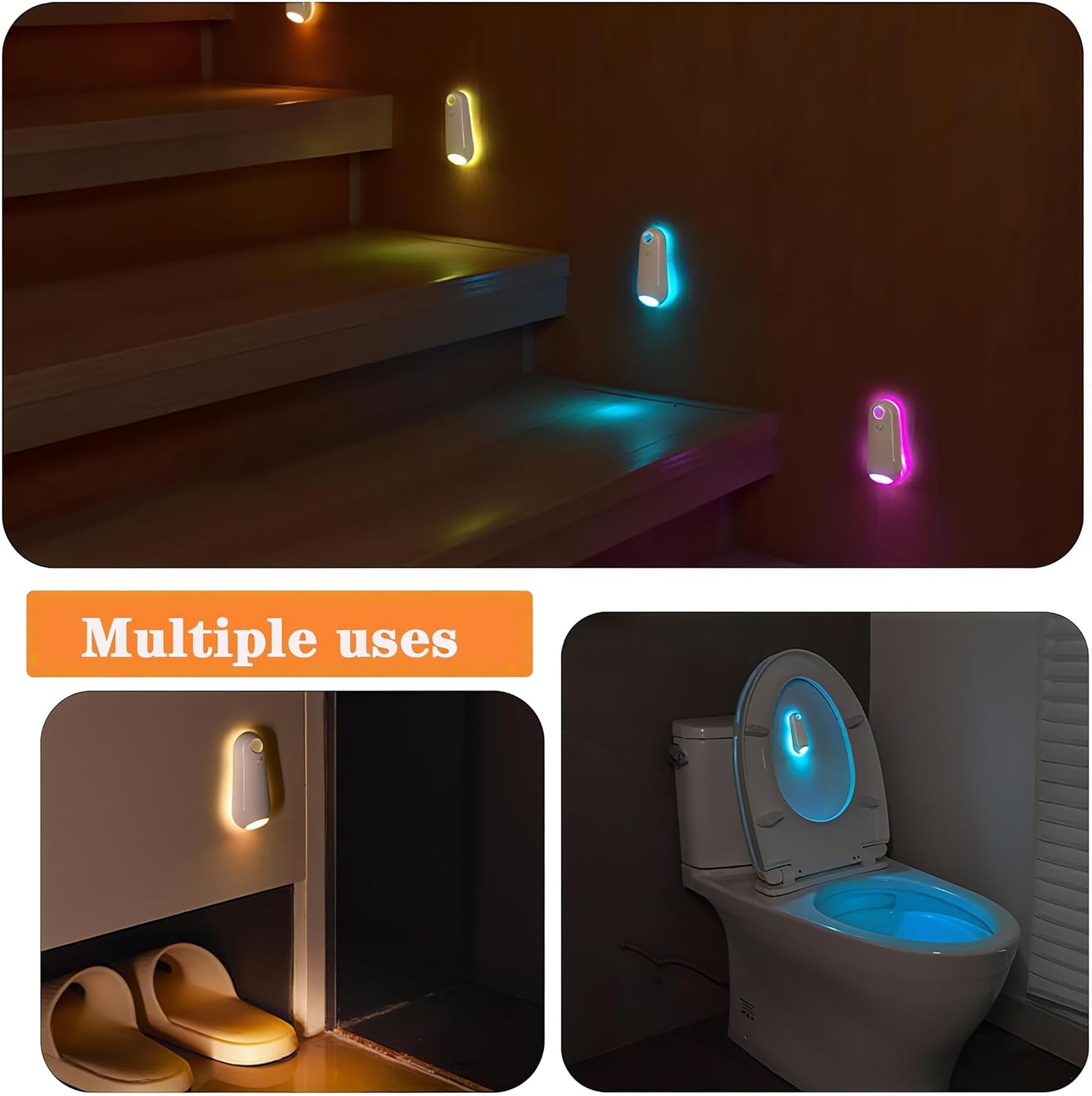 Toilet Bowl Light 8 Color Changing – Fun Stocking Stuffer Gift for Men, USB-C Rechargeable Bathroom Nightlight