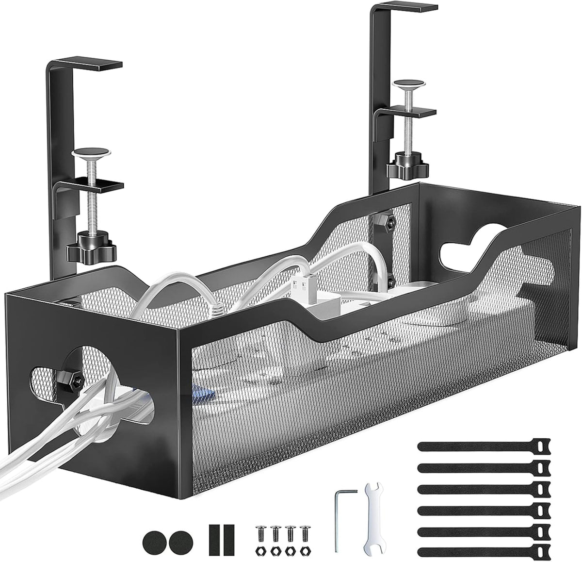 tool-free clamp mount fitting desk thicknesses from 0.4" to 2"