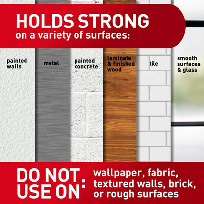 tool-free installation requiring only rubbing alcohol surface prep