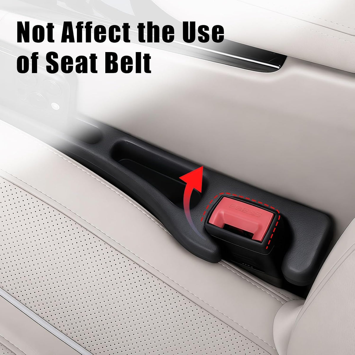 tool-free installation — simply insert into the seat-to-console gap
