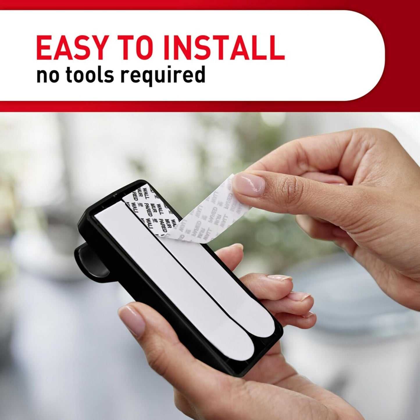 tool-free installation with no drilling or hardware needed