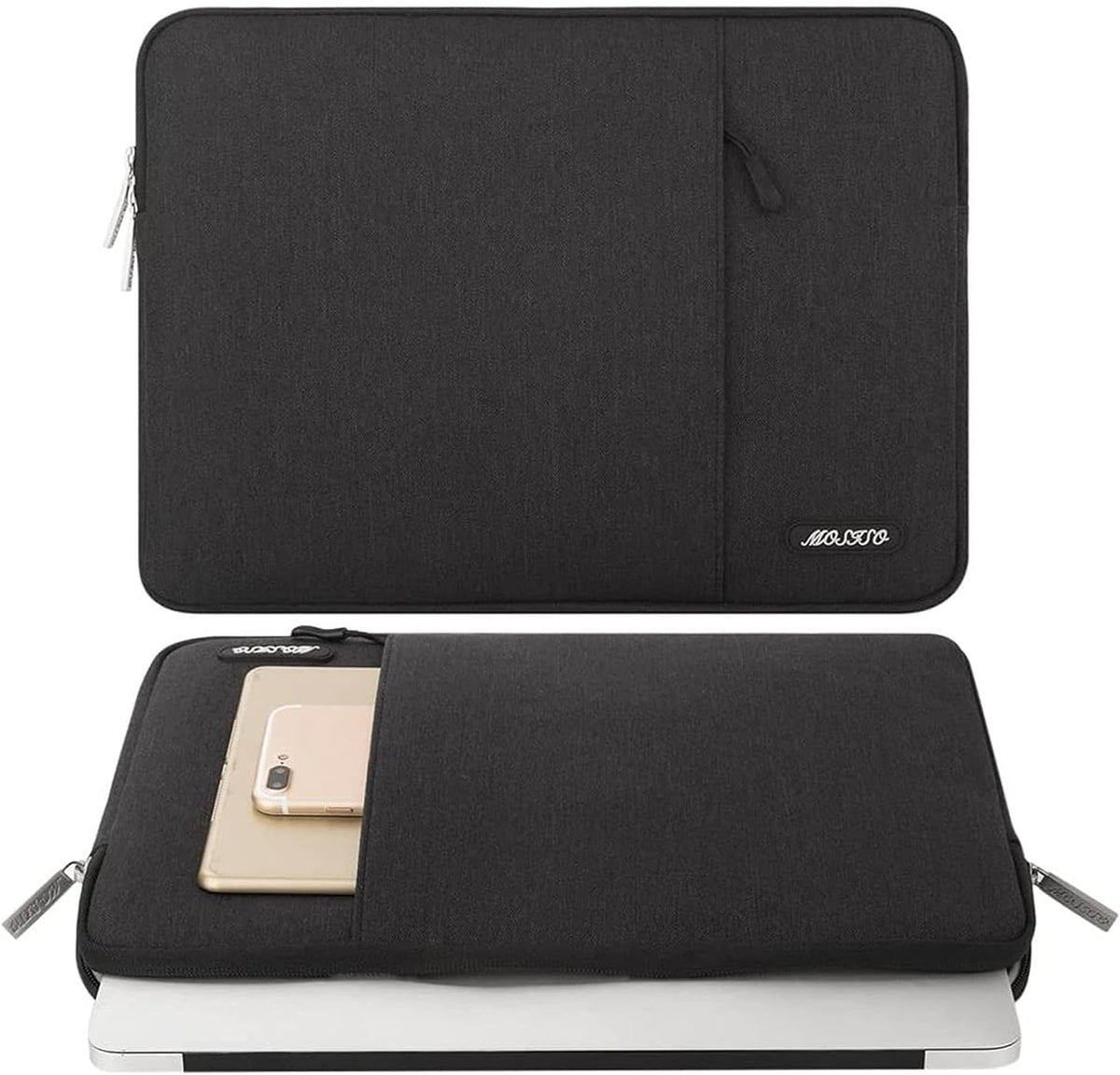 top-opening zipper that glides smoothly for quick device access