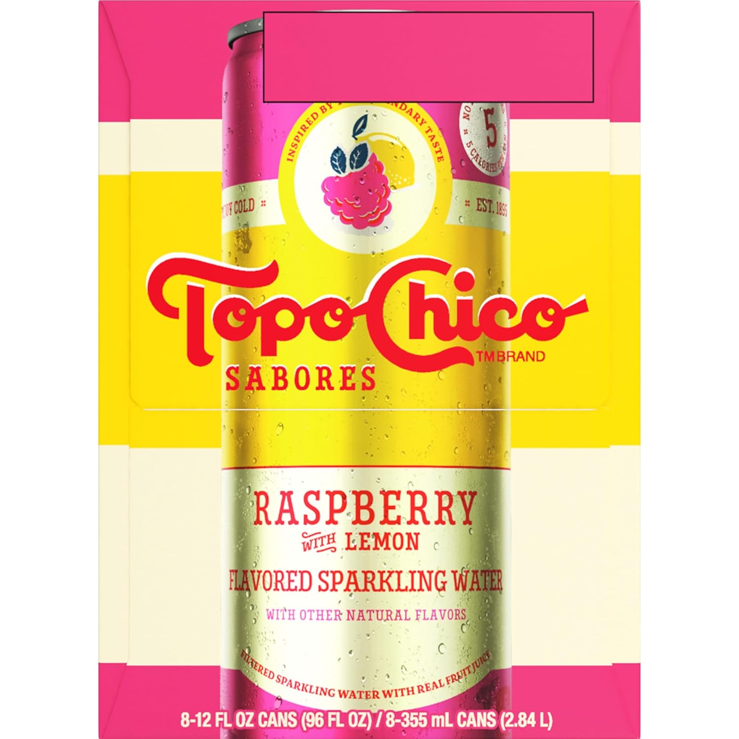 Topo Chico Sabores Raspberry with Lemon – Sugar-Free Desk Drink for Office Focus and Midday Energy Boosts, 12oz 8pk