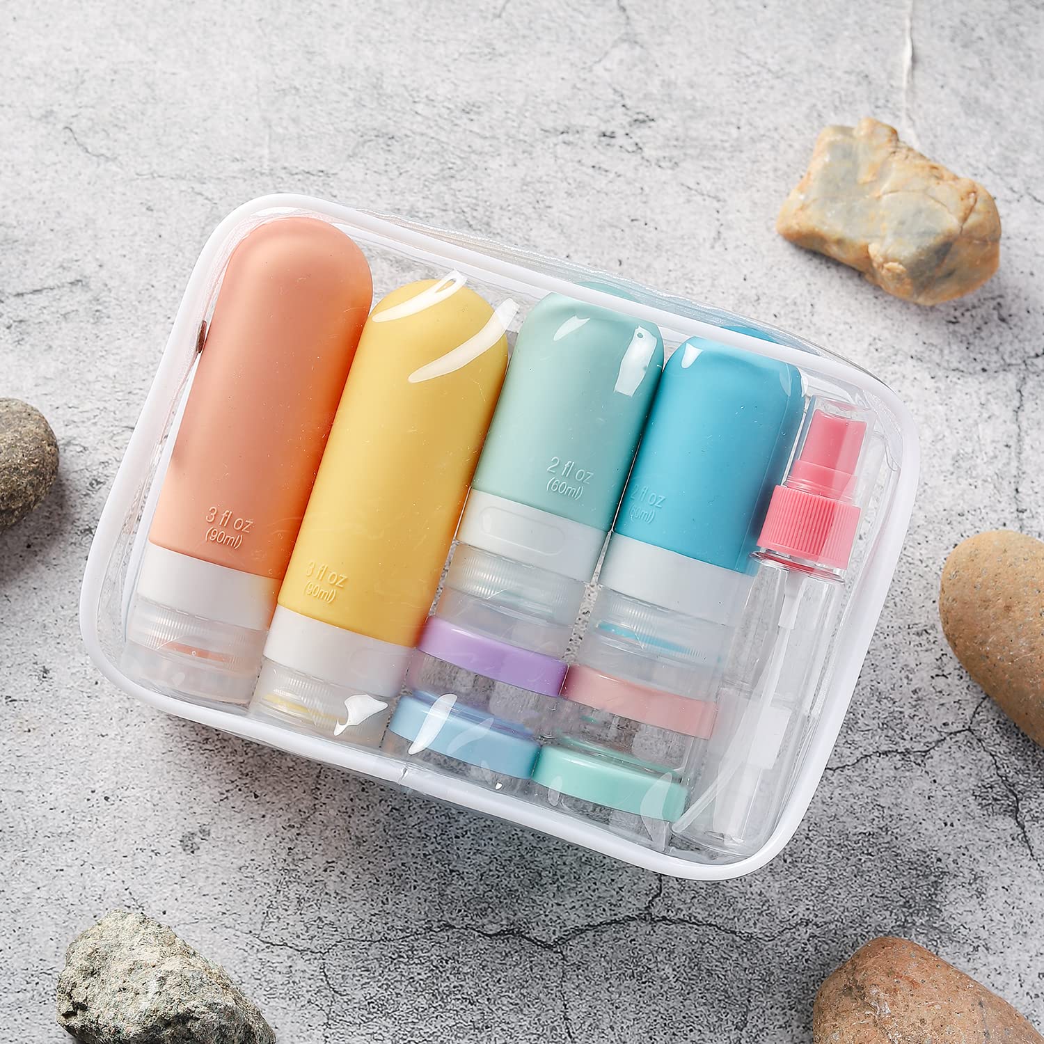 TrailHive Travel Bottles Kit - Camping Toiletry Set, Leak Proof Silicone Containers for Outdoor Adventures