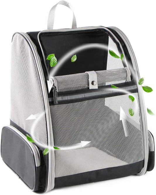 transparent bubble front window for pet visibility and perspective
