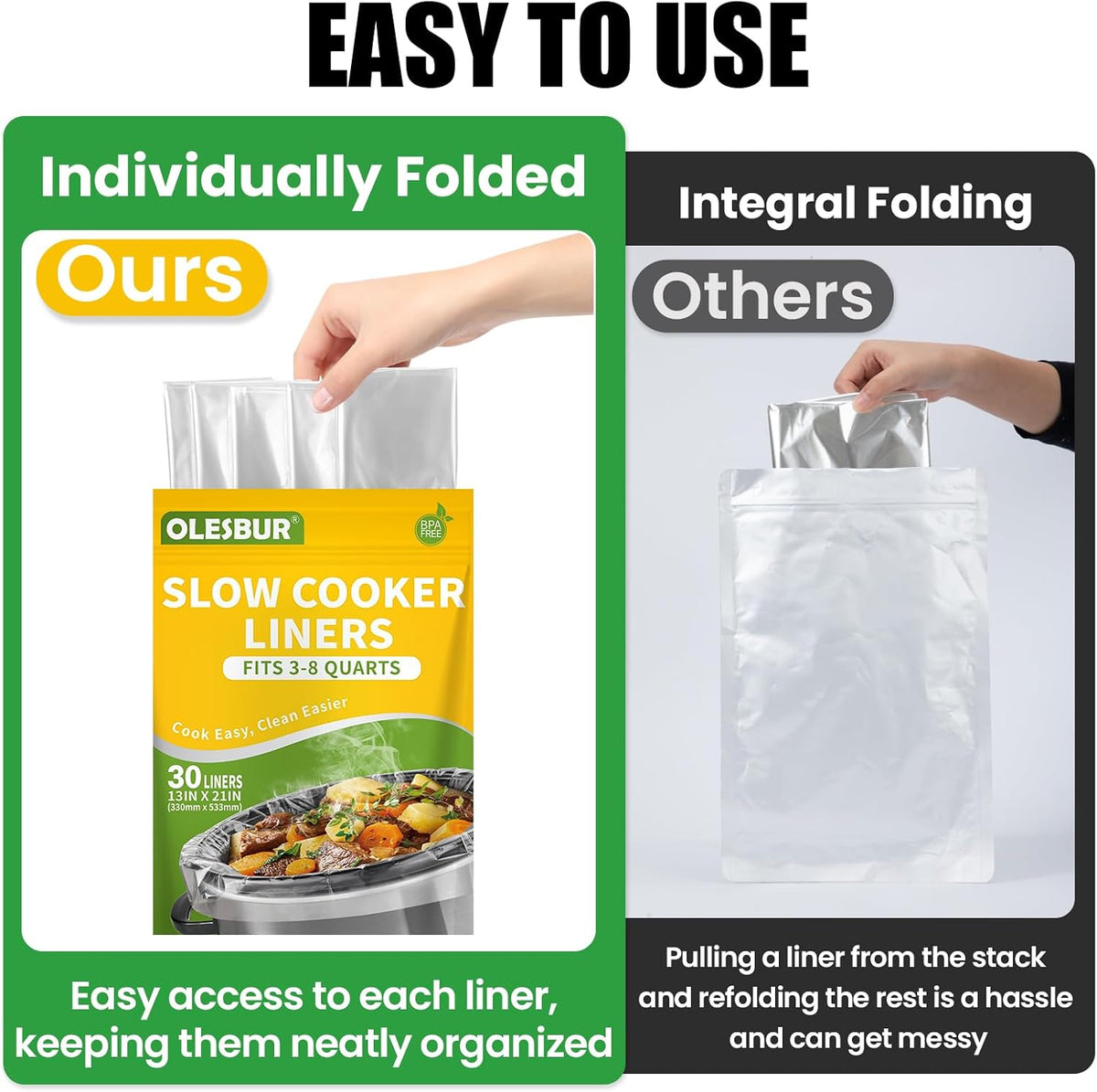 transparent, non-stick surface for direct food contact and leftover storage