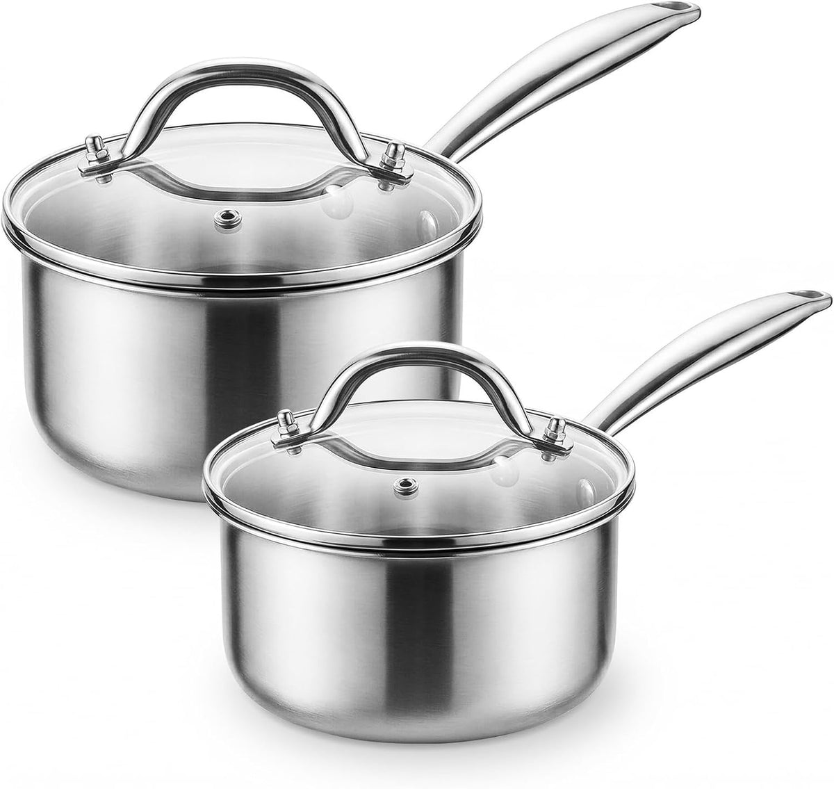 tri-ply construction: food-grade 304 (18/8) stainless steel interior, thick aluminum core, magnetic 430 stainless steel exterior