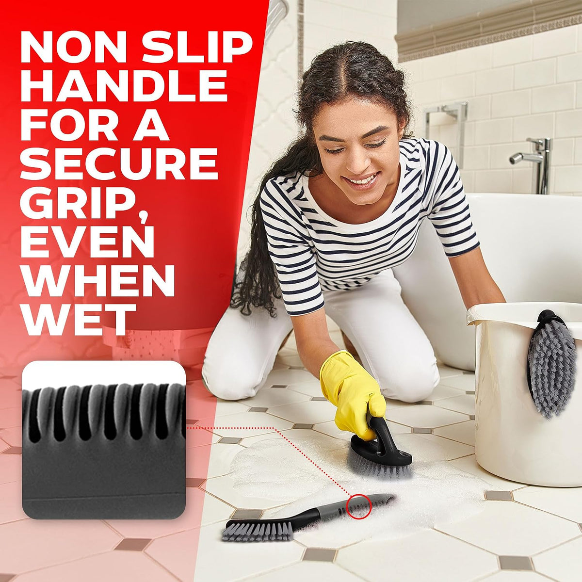 triangular brush head shaped for corners and grout lines