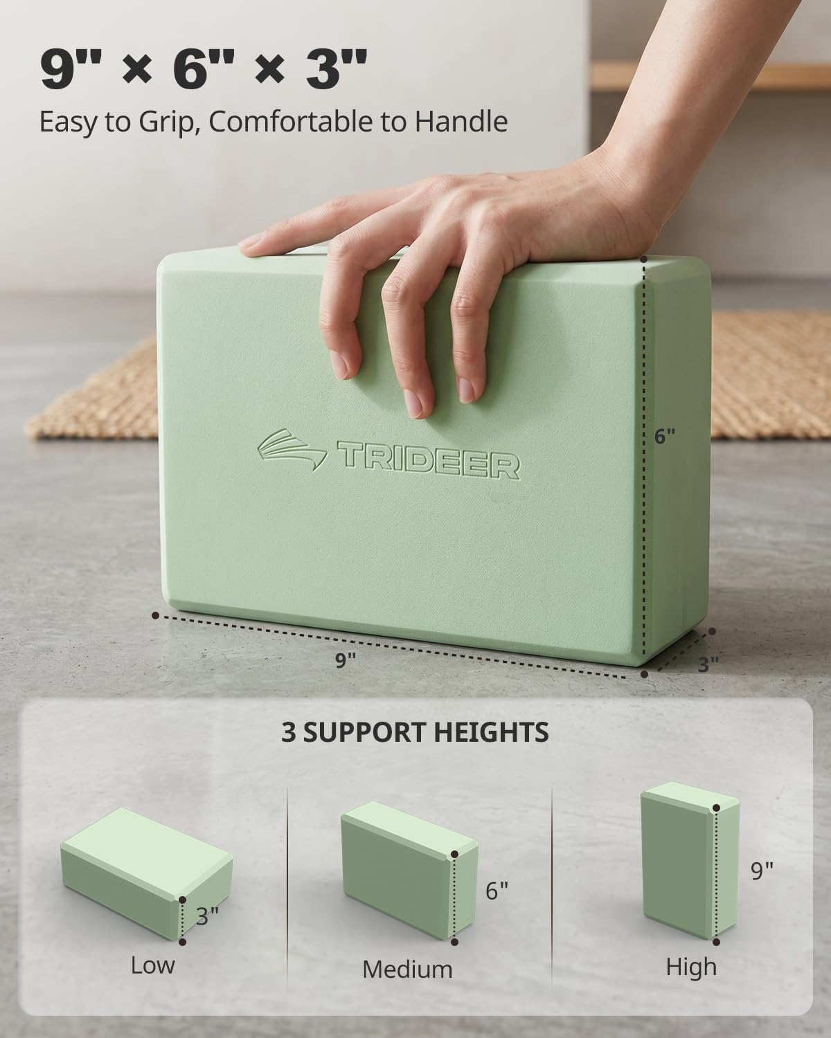 Trideer Yoga Blocks 2 Pack – 9 Color Options Including Leaf Pattern to Match Your Home Studio