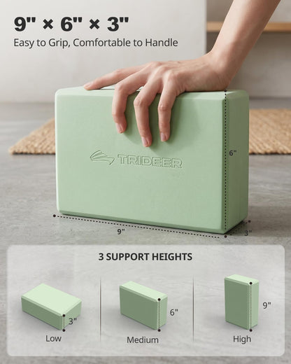 Trideer Yoga Blocks 2 Pack – 9 Color Options Including Leaf Pattern to Match Your Home Studio