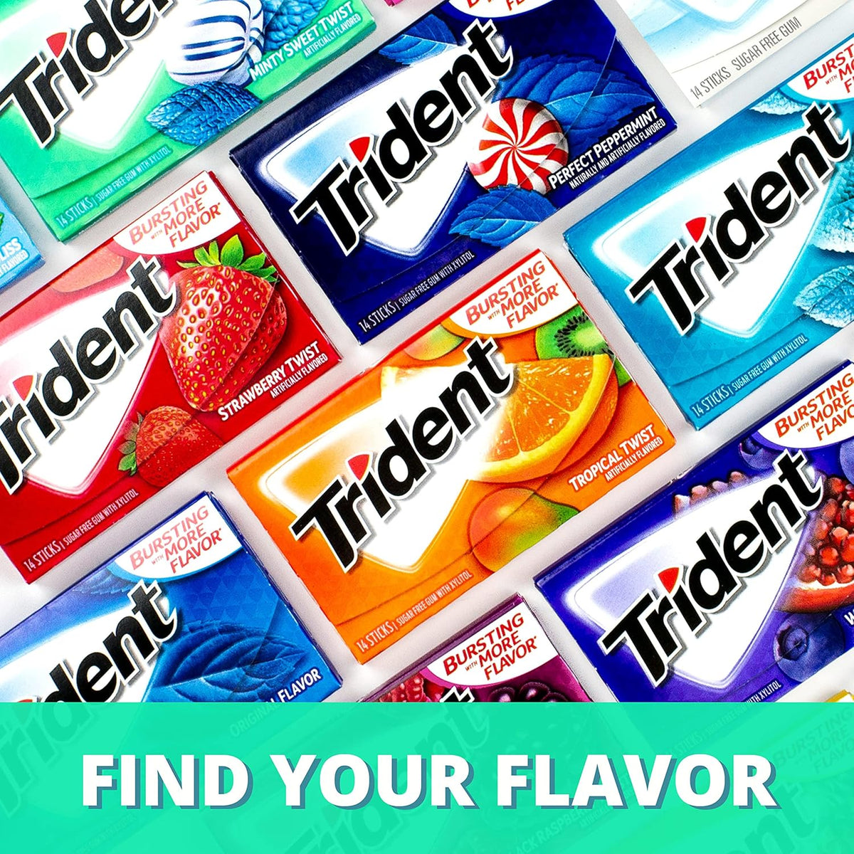 Trident Bubblegum Sugarless Gum – Picnic Basket and Hiking Pack Pocket-Sized Sticks, 12 Pack Bundle