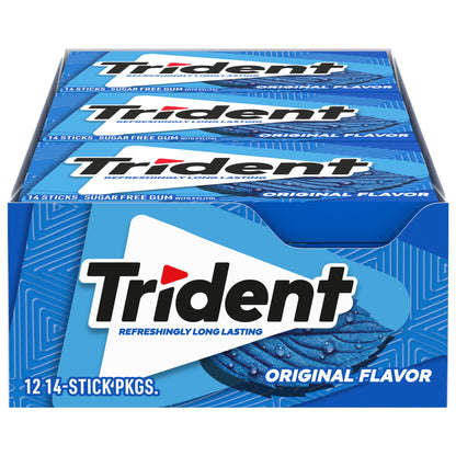 Trident Flavor Sugar Free Gum Packs of 14 Pieces Total Pieces, Original, 168 Count, (Pack of 12)