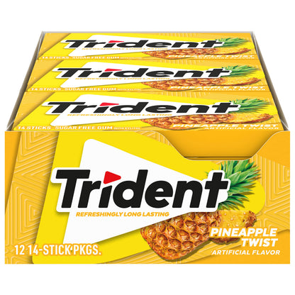 Trident Pineapple Twist Sugar-Free Chewing Gum, 12 Packs of 14 Pieces (168 Total Pieces)