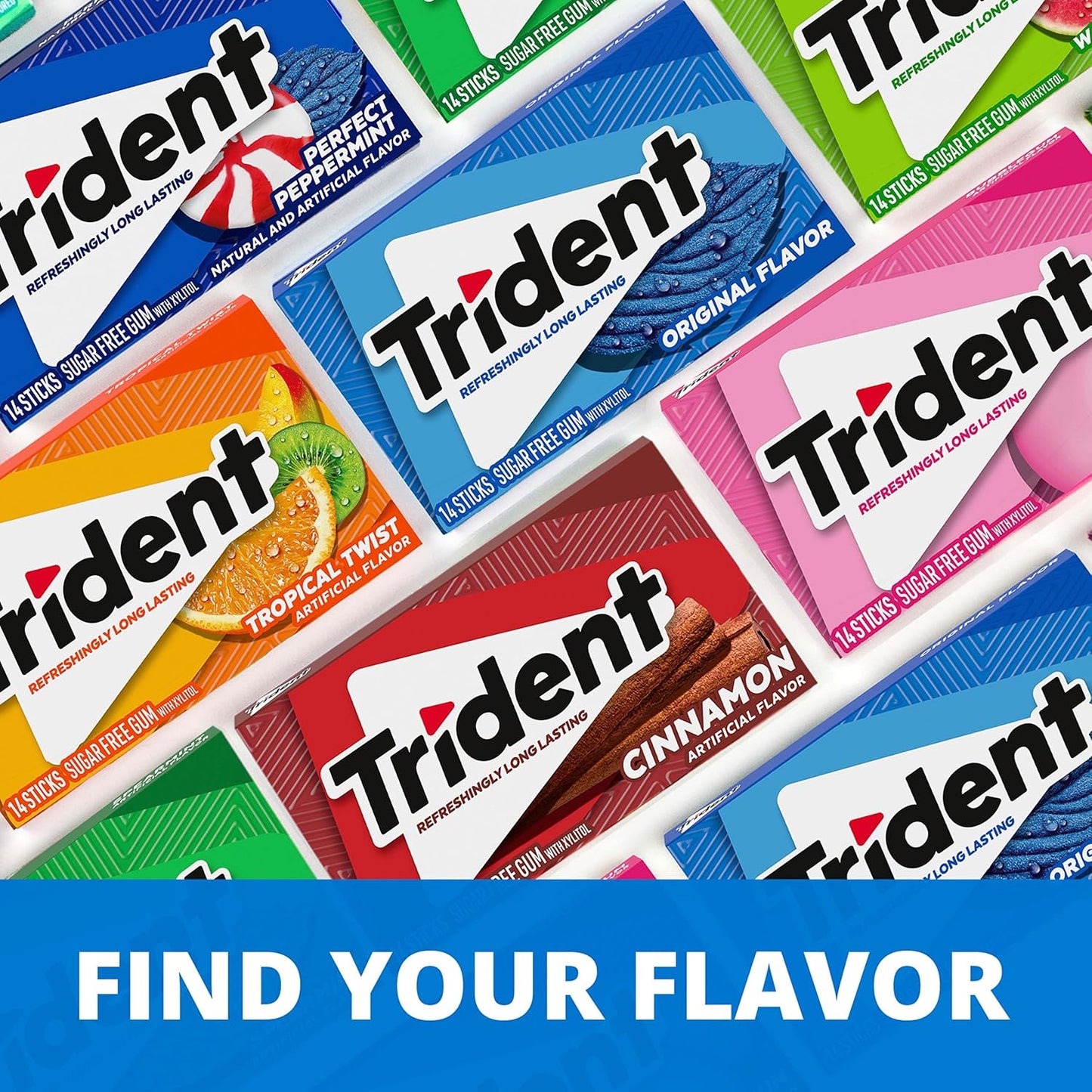 Trident Sugar-Free Chewing Gum Variety Pack – Family Lunchbox Stash for Kids, Bulk 294 Pieces