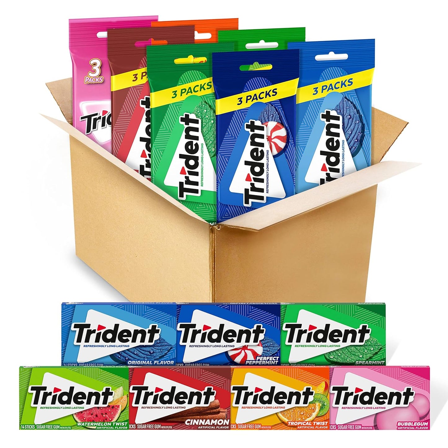 Trident Sugar-Free Chewing Gum Variety Pack – Family Lunchbox Stash for Kids, Bulk 294 Pieces
