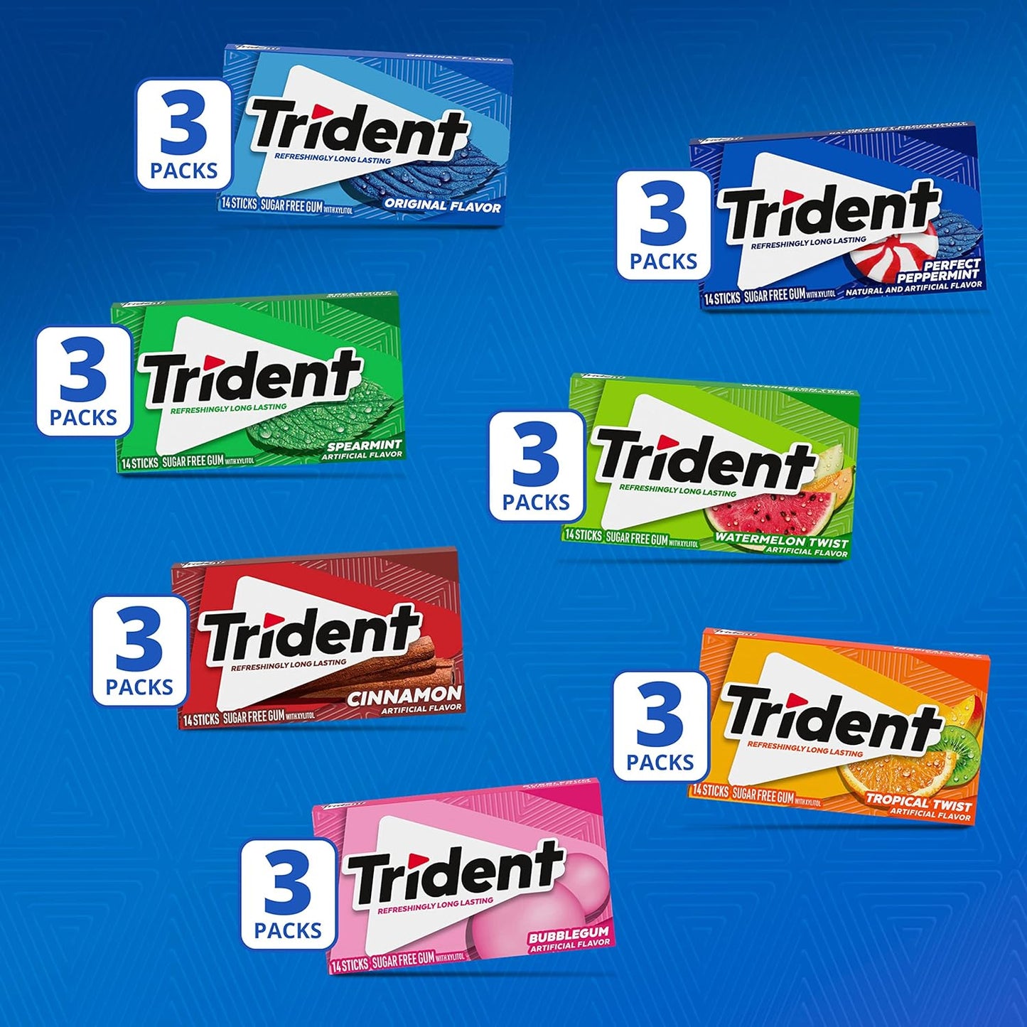 Trident Sugar-Free Chewing Gum Variety Pack – Family Lunchbox Stash for Kids, Bulk 294 Pieces