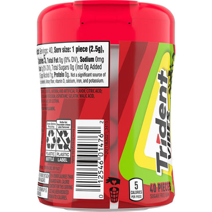 Trident Vibes SOUR PATCH KIDS Blue Raspberry Sugar-Free Gum – Locker and Backpack Stash for Students, 4 Bottles x 40 Pieces