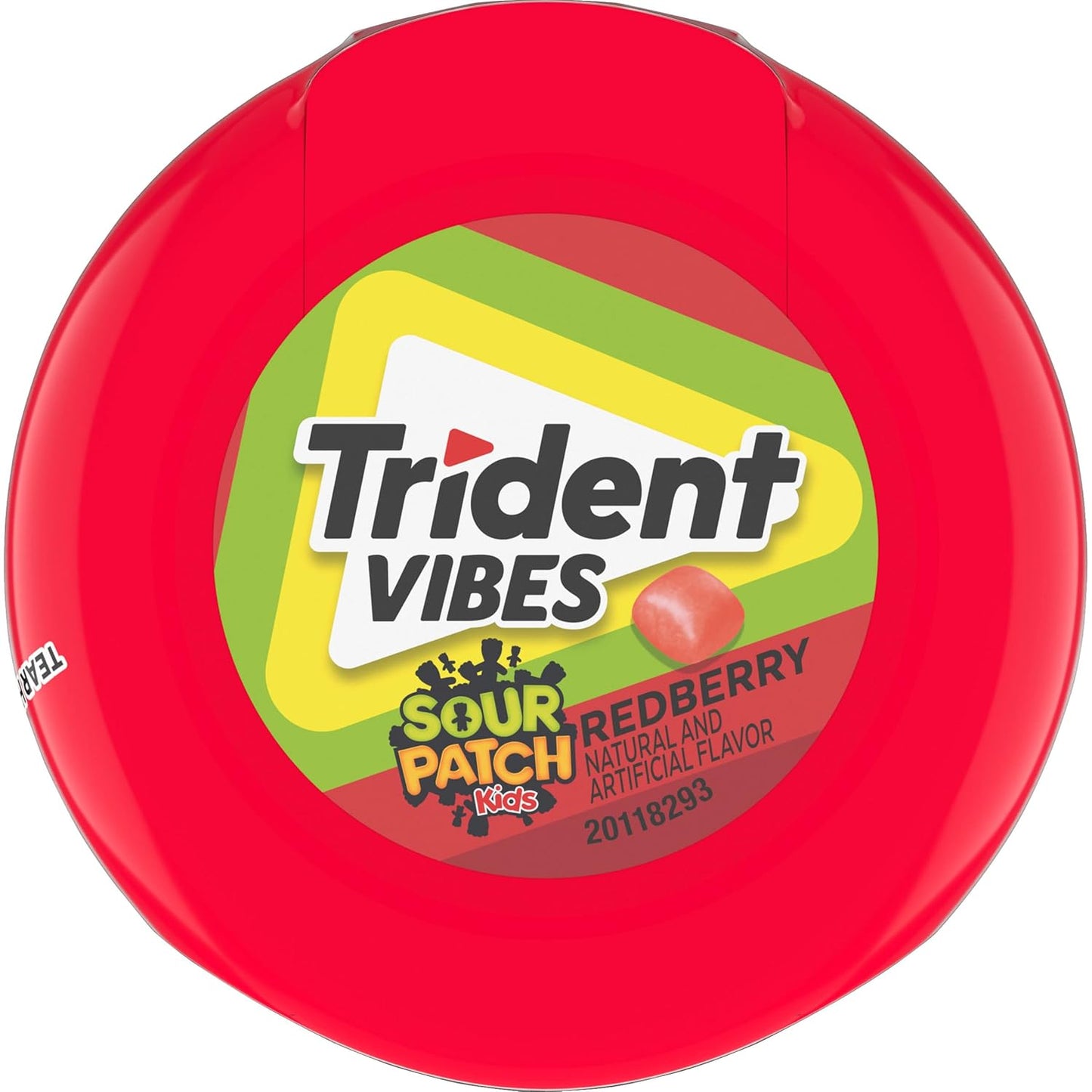 Trident Vibes SOUR PATCH KIDS Blue Raspberry Sugar-Free Gum – Locker and Backpack Stash for Students, 4 Bottles x 40 Pieces