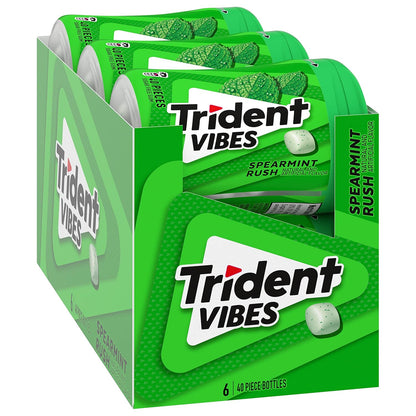Trident Vibes Spearmint Rush Sugar-Free Chewing Gum – Travel Bag Fresh Breath for Frequent Flyers and Commuters, 240 Pieces