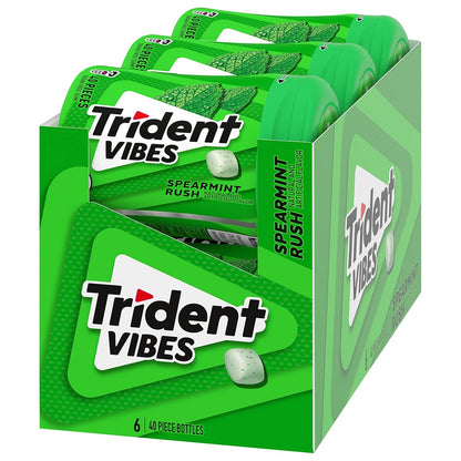 Trident Vibes Spearmint Rush Sugar-Free Chewing Gum – Travel Bag Fresh Breath for Frequent Flyers and Commuters, 240 Pieces
