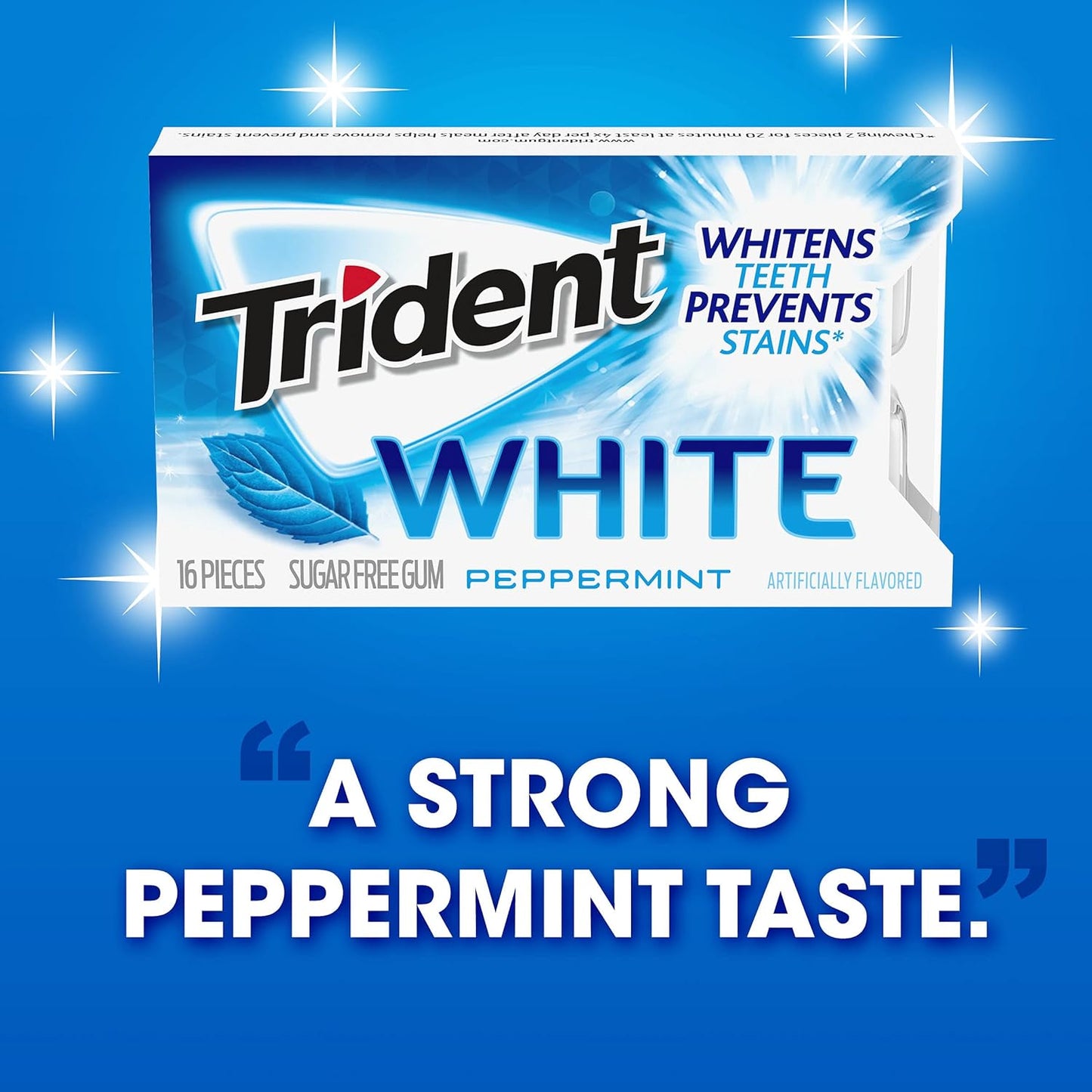Trident White Chewing Gum – Sugar-Free Breath Care Companion for Mindful Wellness Routines, 9 Packs of 16 Pieces