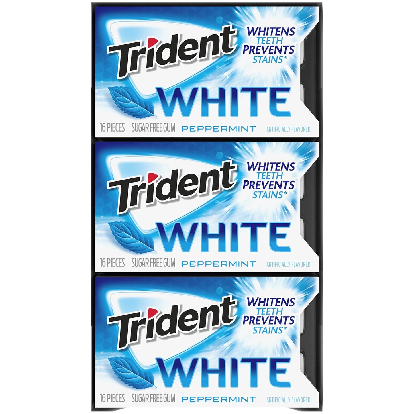 Trident White Chewing Gum – Sugar-Free Breath Care Companion for Mindful Wellness Routines, 9 Packs of 16 Pieces