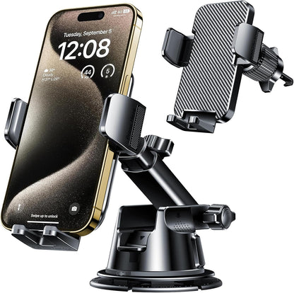 triple mounting system: dashboard, windshield, and air vent compatibility with upgrade air vent clip
