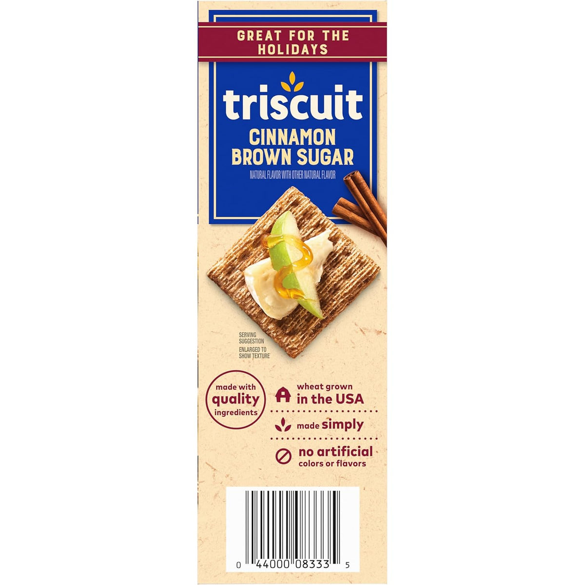 Triscuit Cinnamon Brown Sugar Whole Grain Wheat Crackers, Non-GMO Whole Grain Alternative to Holiday Cookies
