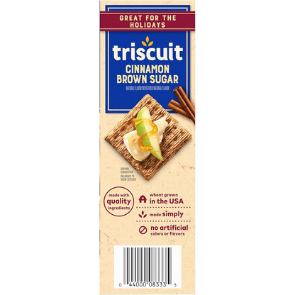 Triscuit Cinnamon Brown Sugar Whole Grain Wheat Crackers, Non-GMO Whole Grain Alternative to Holiday Cookies