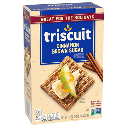 Triscuit Cinnamon Brown Sugar Whole Grain Wheat Crackers, Non-GMO Whole Grain Alternative to Holiday Cookies