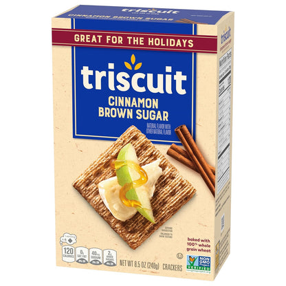 Triscuit Cinnamon Brown Sugar Whole Grain Wheat Crackers, Non-GMO Whole Grain Alternative to Holiday Cookies