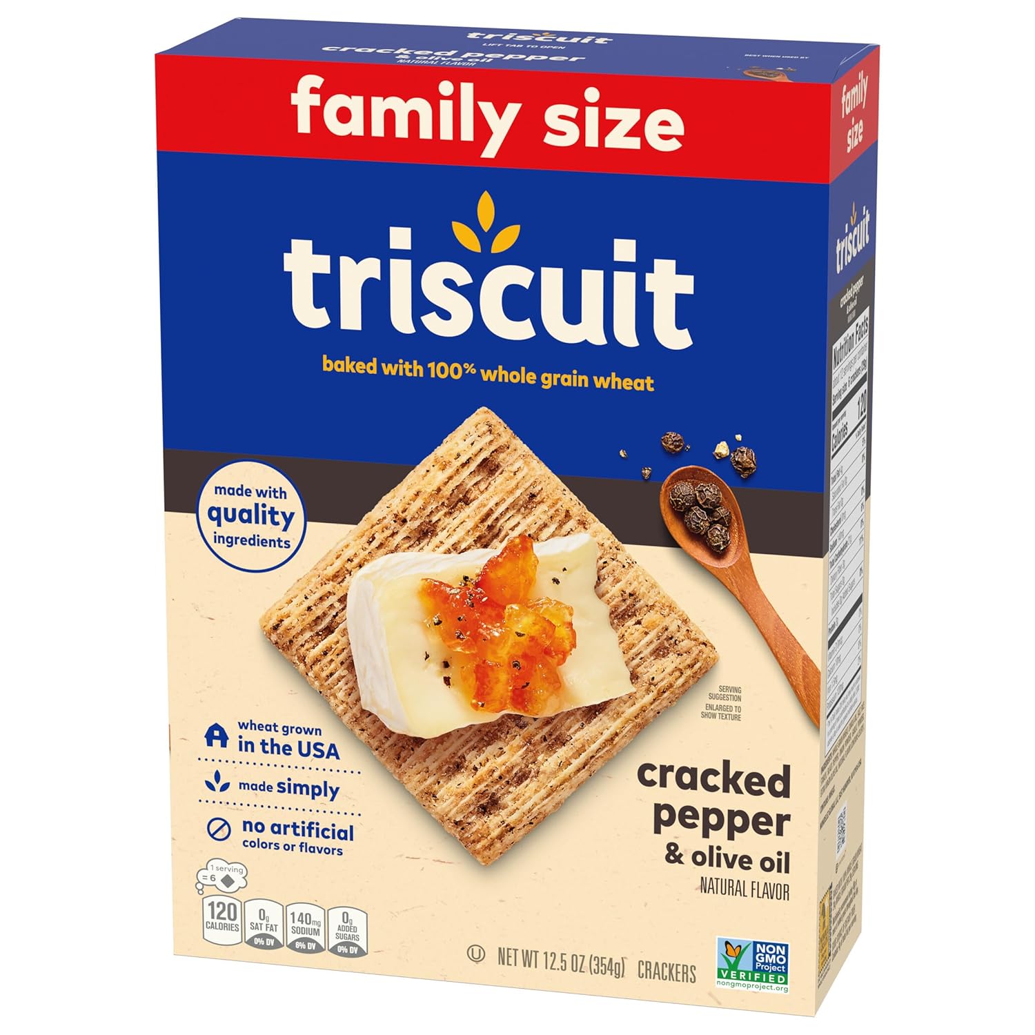 Triscuit Cracked Pepper & Olive Oil Crackers – Sturdy Cracker for Camping and Outdoor Appetizer Plates