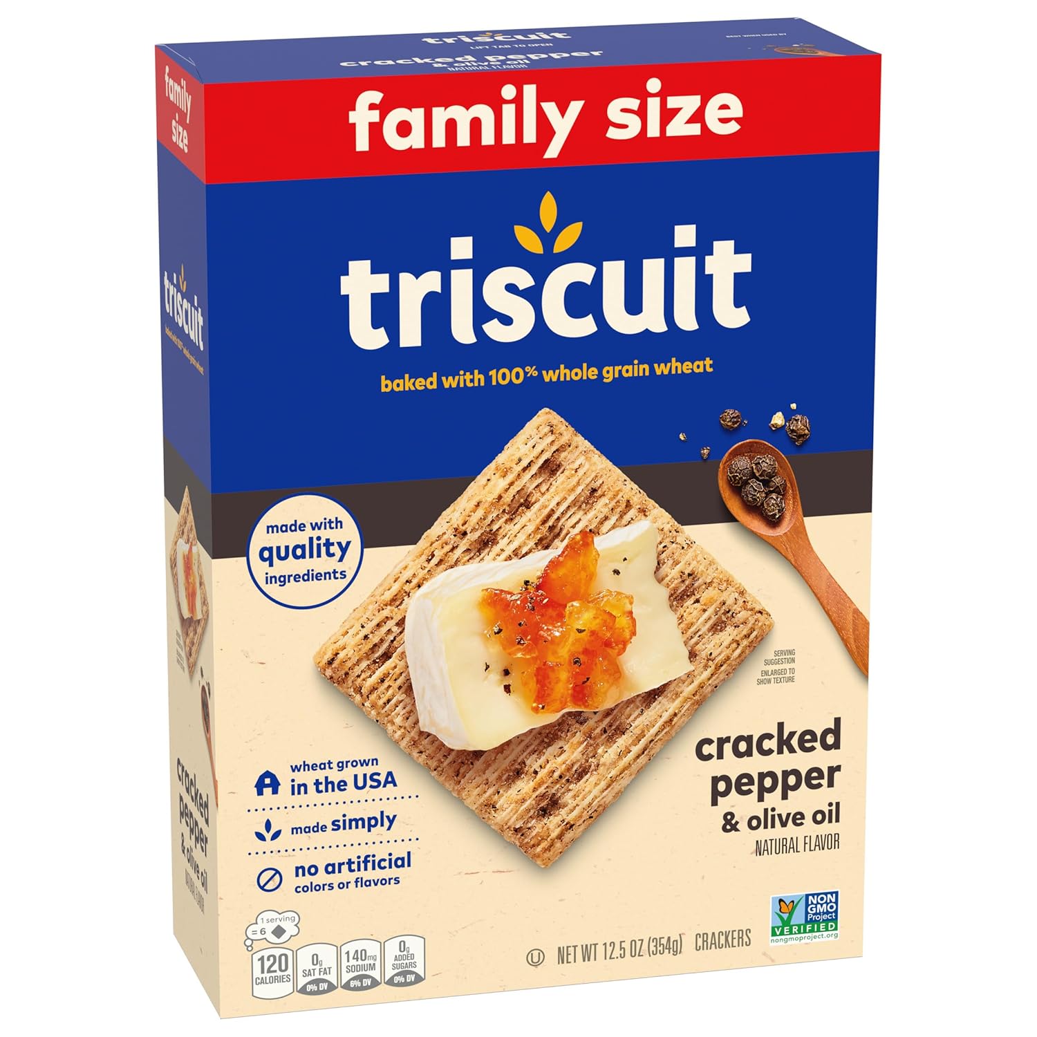 Triscuit Cracked Pepper & Olive Oil Crackers – Sturdy Cracker for Camping and Outdoor Appetizer Plates
