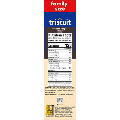 Triscuit Cracked Pepper & Olive Oil Crackers – Sturdy Cracker for Camping and Outdoor Appetizer Plates
