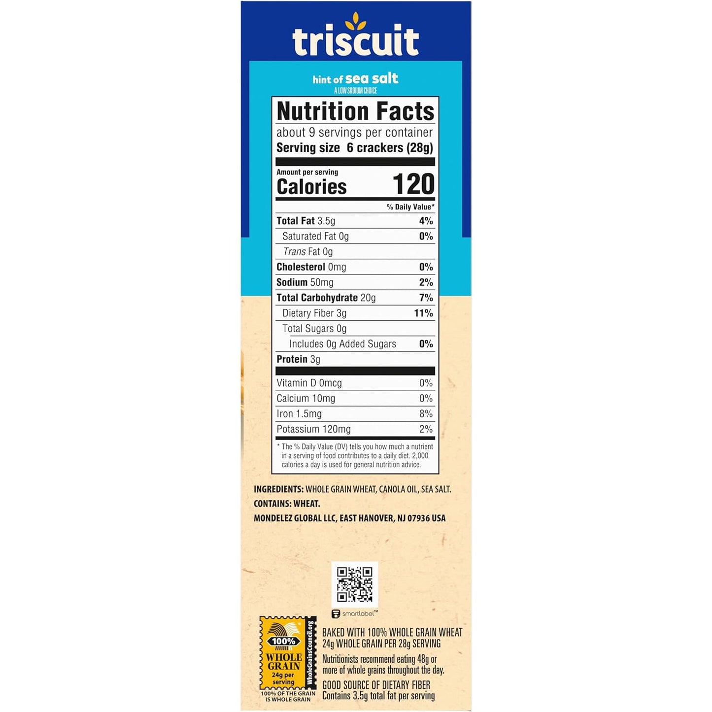 Triscuit Hint of Sea Salt Whole Grain Crackers – Wholesome Whole Wheat Snack for School Lunches and After-School Bites