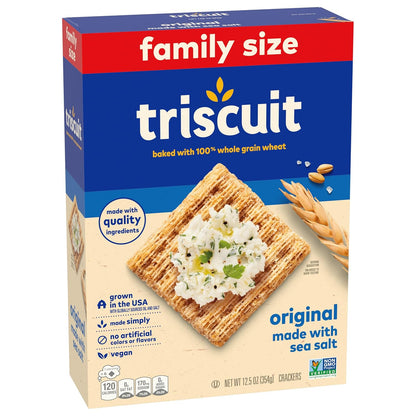 Triscuit Original Whole Grain Wheat Crackers – Kid Friendly Vegan Crackers for Lunchbox and Family Room, 12.5 oz