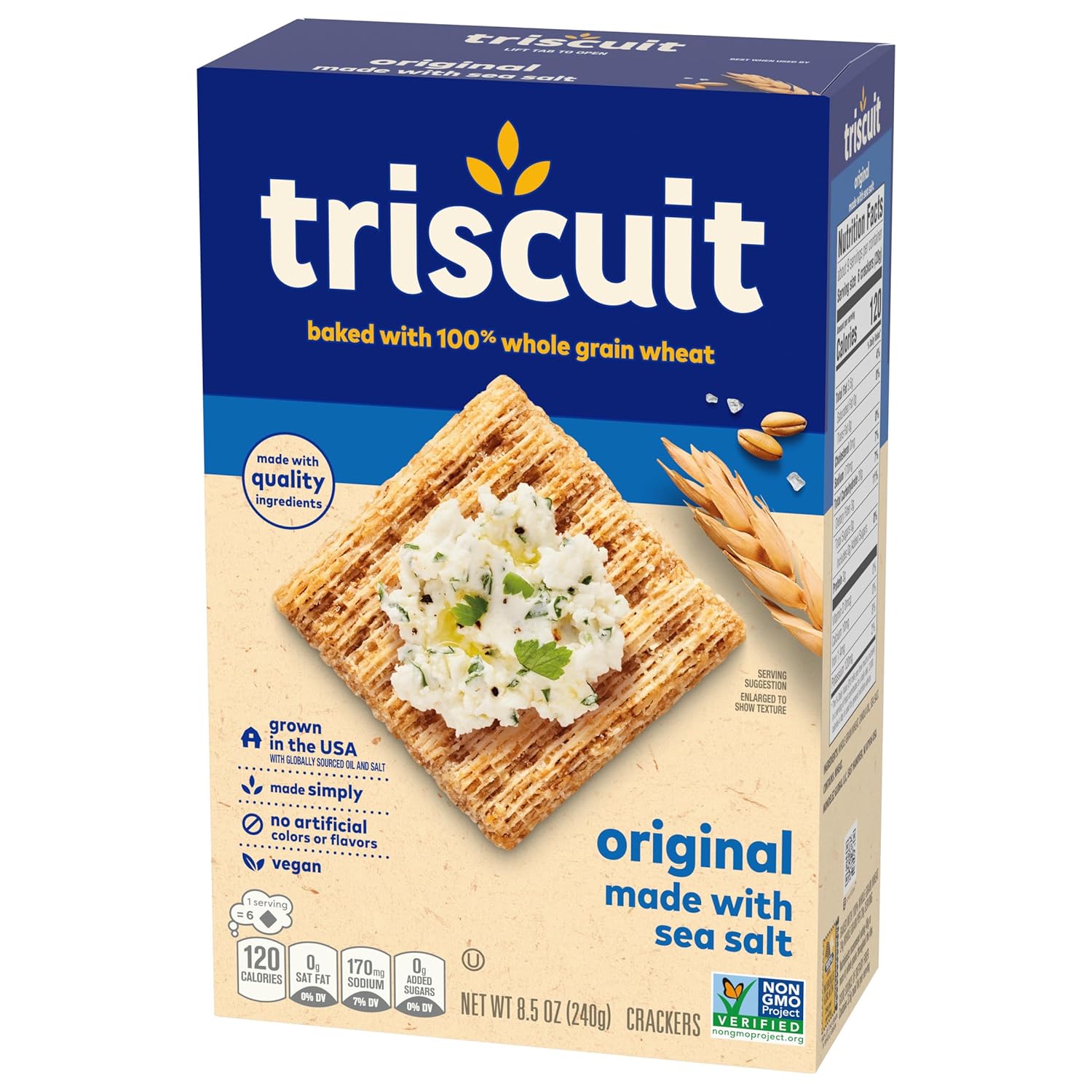 Triscuit Original Whole Grain Wheat Crackers – Vegan Non-GMO Snack Safe for Kids Lunches and After-School Munching