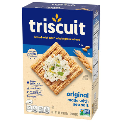 Triscuit Original Whole Grain Wheat Crackers – Vegan Non-GMO Snack Safe for Kids Lunches and After-School Munching