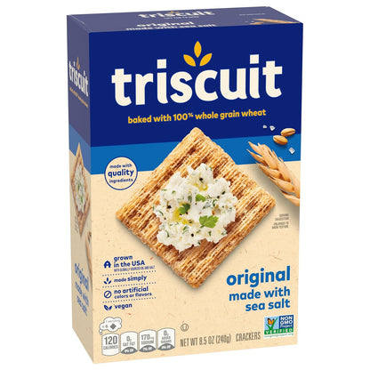 Triscuit Original Whole Grain Wheat Crackers – Vegan Non-GMO Snack Safe for Kids Lunches and After-School Munching
