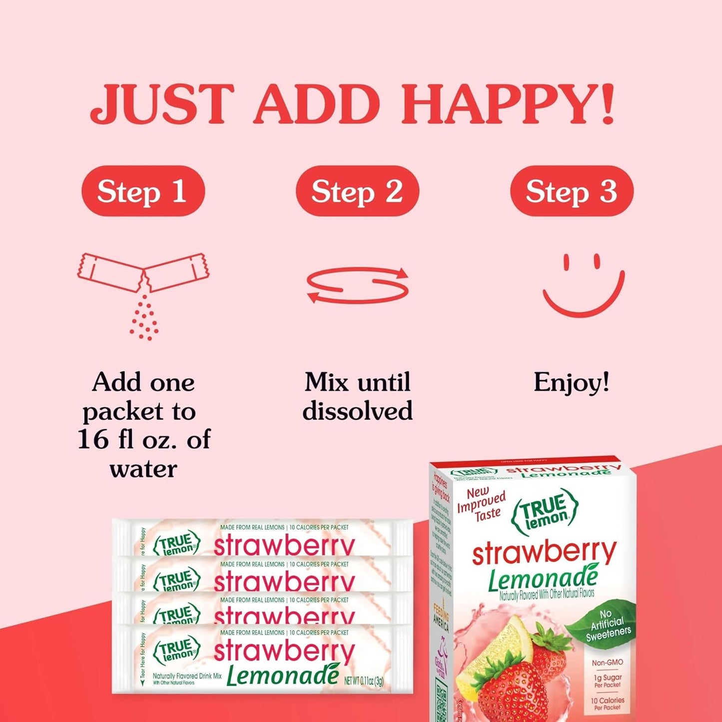 True Citrus True Lemon Strawberry Lemonade Drink Mix – Mindful Hydration Support for Sugar-Conscious Adults